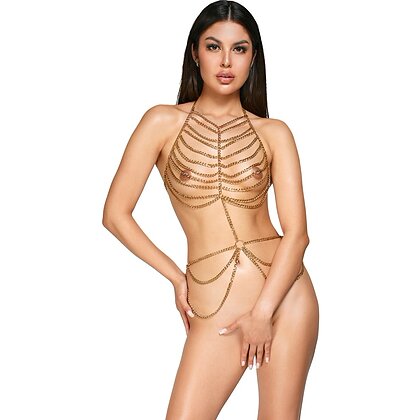 Cottelli Collection – Lanț De Corp Aurit Sofisticat Auriu