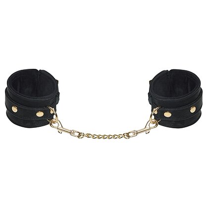 Cătușe Bad Kitty Negre Catifelate cu Lanț Auriu Detașabil Negru