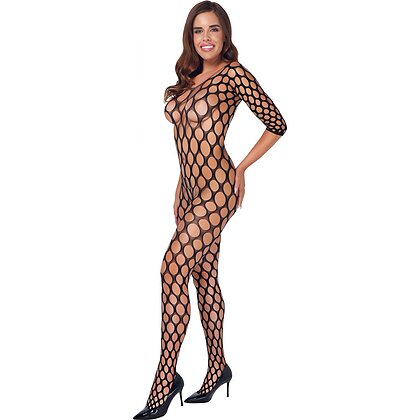 Crotchless Catsuit Cottelli Collection Forbidden Negru
