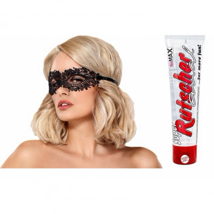 Pachet Lubrifiant Super Rutscher Anal 100ml + Mască Obsessive A710 Negru