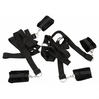 Set Cătușe Mâini Și Glezne Bed Shackles Negru