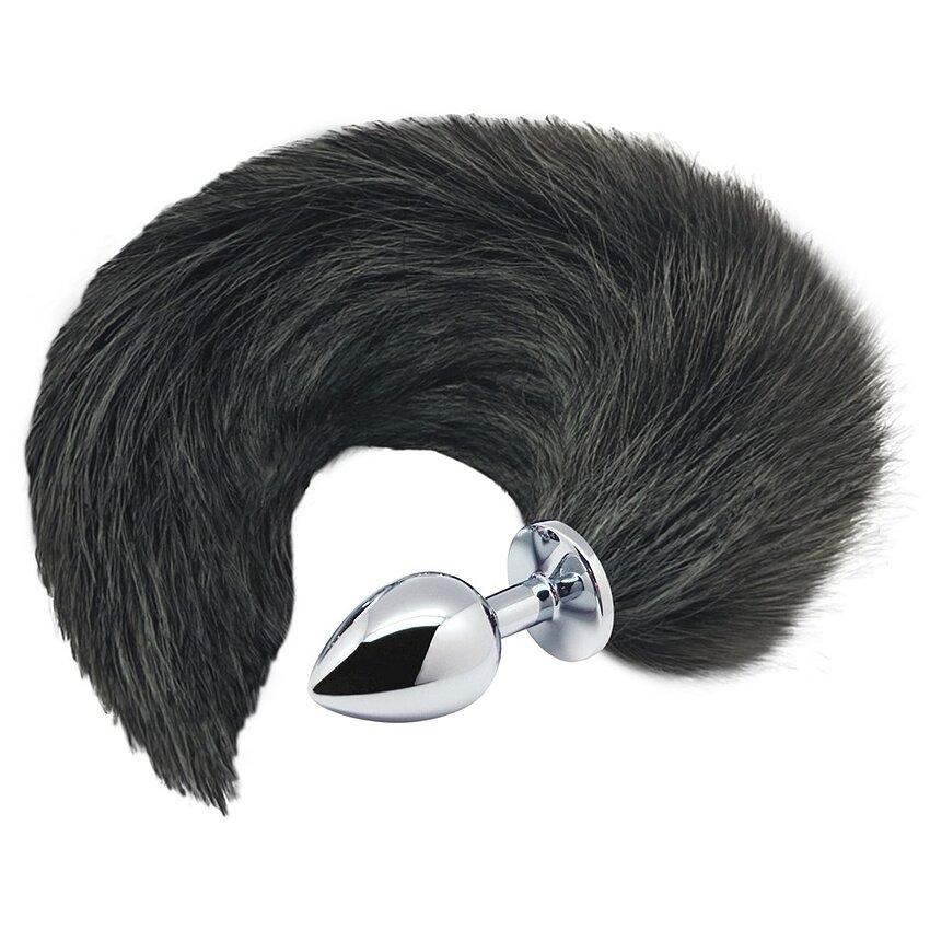 Alive Coada De Vulpe S, Plug Metalic Conic Pufoasă Negru