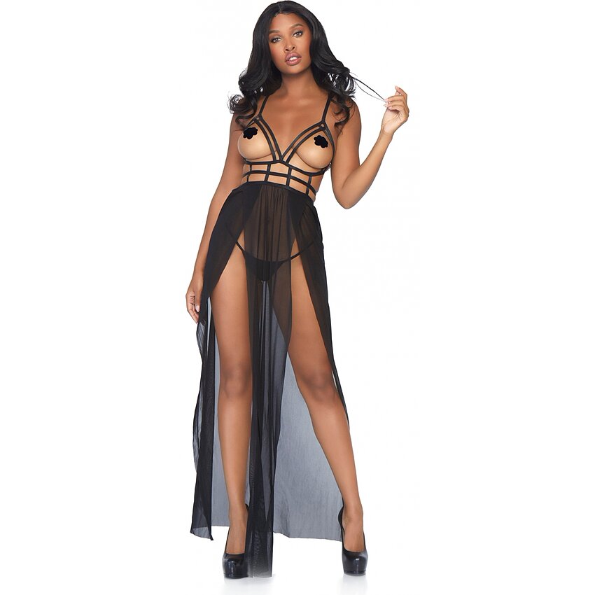 Rochie Leg Avenue Cage Maxi Negru S-M