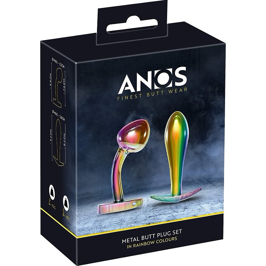 ANOS Set 2 Pluguri Anale Metalice curcubeu, Greutate Optimă