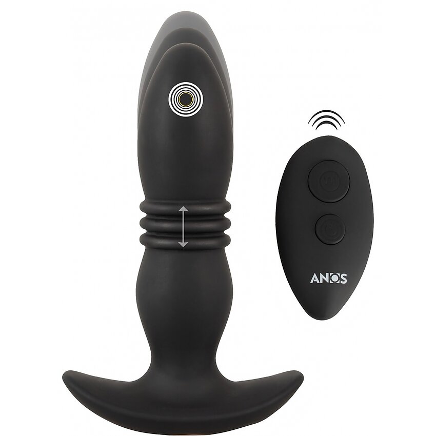 ANOS Plug Anal Vibrator Thrusting — 10 Vibraţii, 6 Împingeri Negru