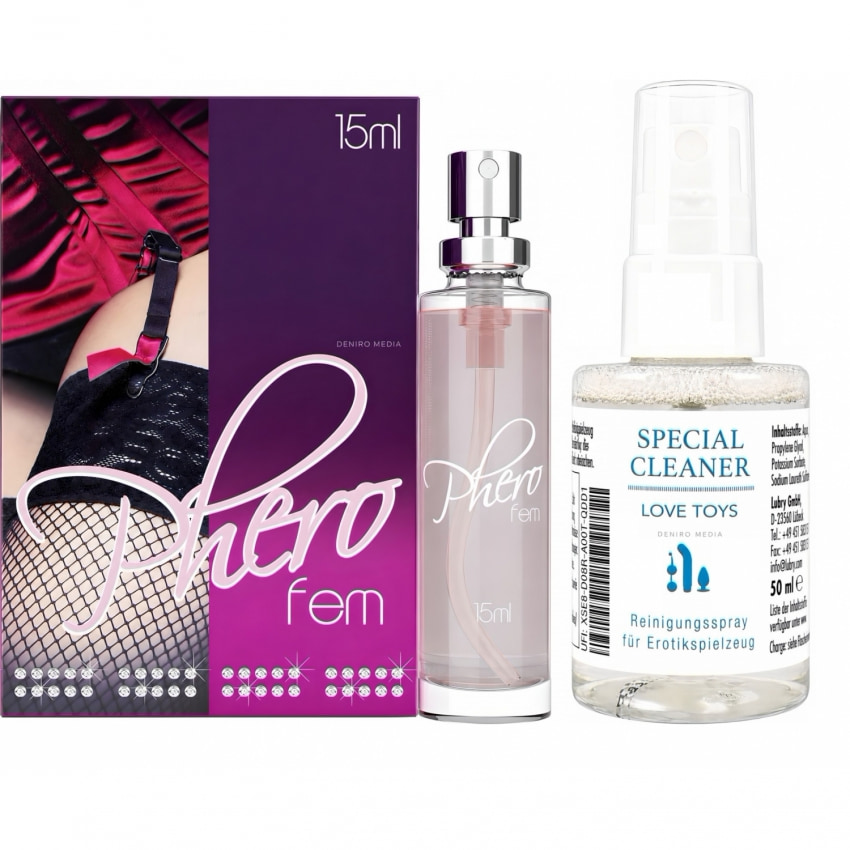Pachet Parfum Feromoni PheroFem 15ml + Special Cleaner Love Toys 50ml