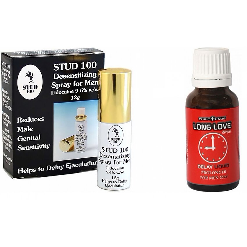 Pachet Spray Stud 100 Original + Picături Ejaculare Precoce Long Love 20ml