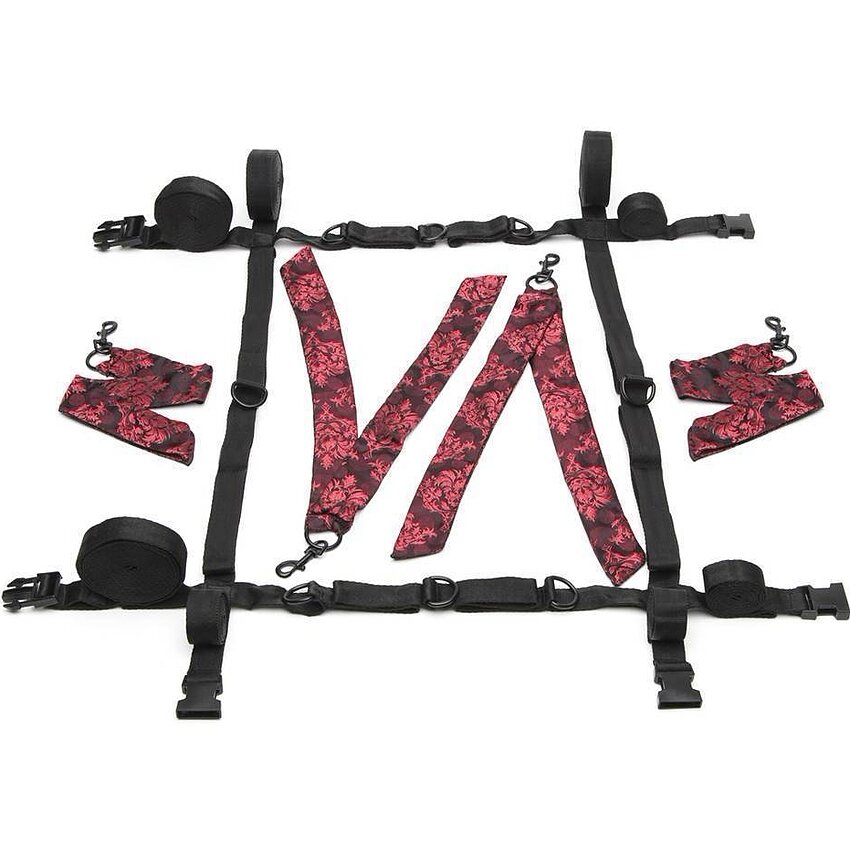 Scandal Set Imobilizare Pat 8 Puncte – Negru CalExotics